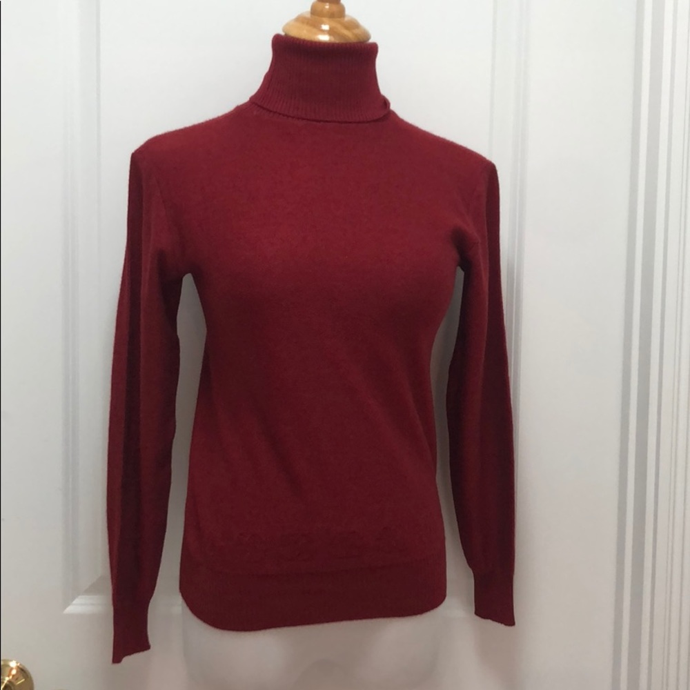 Vintage Gucci Burgundy Turtleneck Sweater Knitted Logo